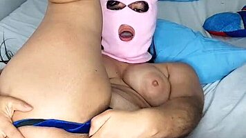 Dirty stepsister fingers pussy then slams tight ass full of cum