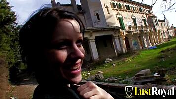 fuck me deeper outside this castle clarysse moans loud