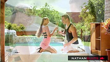 Thrilling outdoor pool quickie leaves amirah adara breathless