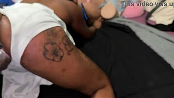 Stepsis spreads wide for massive black cock stuffing her tight hole