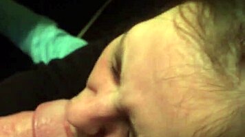 tipsy girlfriend kneels for deep sloppy blowjob after drinks