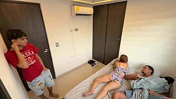sharing a bed with sexy latina milf turns into hidden orgasm fantasy