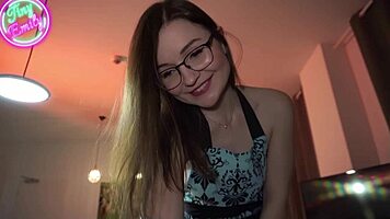 German petite maid emily seduces boss for pov creampie doggystyle ride