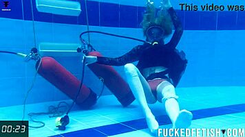 Horny SKINNY SLUT Ashlee Rose in Wet UNDERWATER DRESS Tease