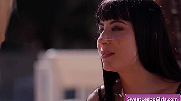 teen lesbians aiden ashley and goth charlotte share tender outdoor kisses