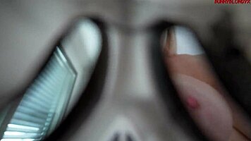 Big tits blonde pounded hard by stranger's monster cock on Halloween!