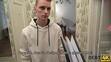 russian shopaholic fucked by debt collector in front of hubby