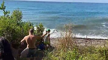 four foresters thrust cocks deep into lonely widow's pussy and ass