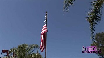 michelle's petite tatted body flashes shaved pussy in risky public spots?