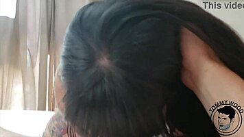 hot tattooed milf delivers sloppy blowjob to huge cock jessie lee