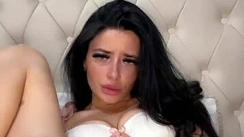 horny british petite slut masturbates tight pussy with dildo pov