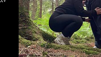 chubby whore teases with quick forest suck anal and gaping