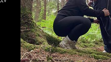 chubby whore teases with quick forest suck anal and gaping