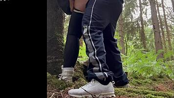 chubby whore teases with quick forest suck anal and gaping