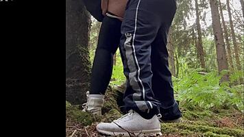 chubby whore teases with quick forest suck anal and gaping