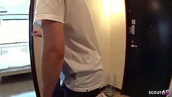 Curvy Japanese teen seduces classmate for creampie