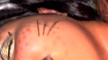 halloween party couple sneaks to room for rough choking deepthroat doggystyle pounding