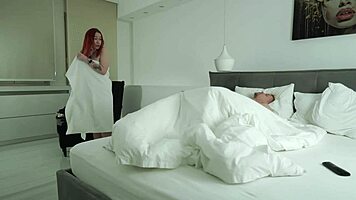 whoa stepmom undressing in sauna stepson jumps in for steamy fuck 😍💦