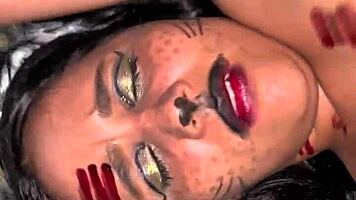 halloween party couple sneaks to room for rough choking deepthroat doggystyle pounding