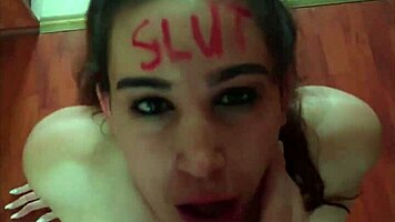 Lipstick Slut Sucks Cock Face Fucked