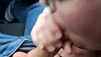 thick german babe slurps cock in public car swallows every drop