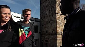 skinny girlfriend endures rough bbc anal with cuckold