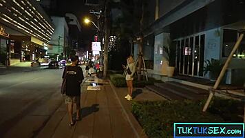 Tiny Filipina blonde MILF picked up bent over doggystyle amateur sex pounding