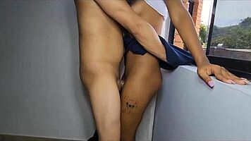 horny latina teen dives into forbidden home anal creampie