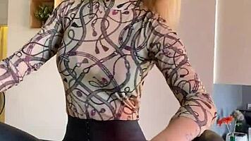 whoa sophie van loo's sexy legs in grey leggings set kitchen counter ablaze