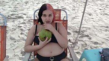 pregnant african beauty seduces beach crowd with her sexy belly