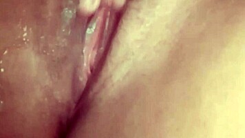 Ex-girlfriend fingers tight pussy soaking wet while stroking small cock nearby