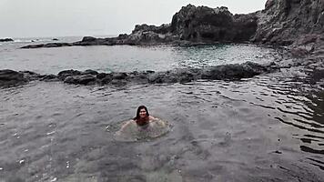 A curvy stepmom tests blowjob skills on beach candy to cock