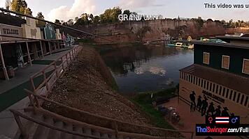 Asian teen couple sneaks fun at waterpark then bangs with emojis 😏💦