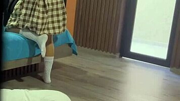 Horny babe takes huge anal toys after class shaking juicy ass