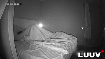 Luuv's evening bedroom fuck ends with cum flooding her shaved mouth