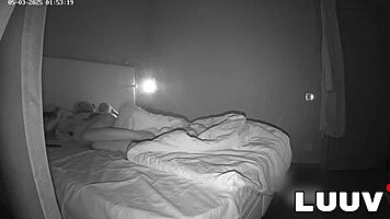 Luuv's evening bedroom fuck ends with cum flooding her shaved mouth