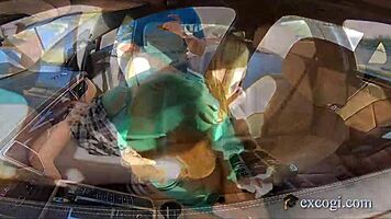 Slim tall Riley June bends over for first-time doggystyle on camera