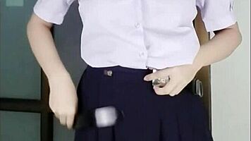 Naughty Schoolgirl Uniform Tease for Cash Exchange