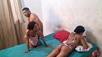 Horny lesbian friend bends over for old man's eager anal pounding first time