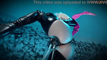 halloween succubus endures nonstop creampie machine pounding in tight hole