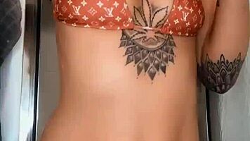 i'm obsessed with skylarbonez oiled curves on louis vuitton bikini