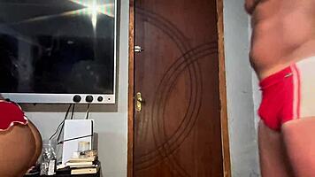 Brazilian Latina amateur creampie from massive Christmas cock pounding