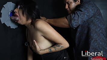 Hotwife sucks stranger cock gloryhole cuckold help