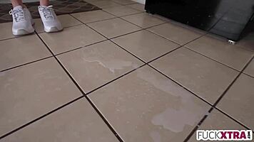 Tiny shy teen savors thick homemade milk deepthroat delight