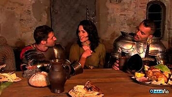 At medieval fairs we busty maidens show blowjob skills!