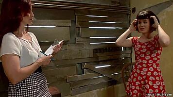 redhead lezdom mistress strapon anal fucks bound asian teen 😈🔗