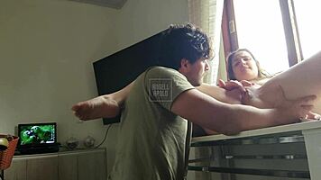 submissive loirinha wife fucked hard on table by husband