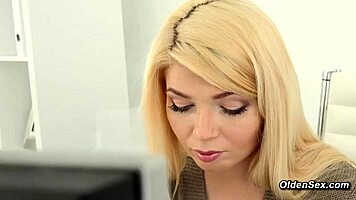 Old man doggystyles horny blonde teen