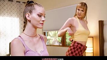 blonde rebecca vanguard and redhead erin everheart get oiled lesbian massage fingering hairy pussies muff diving