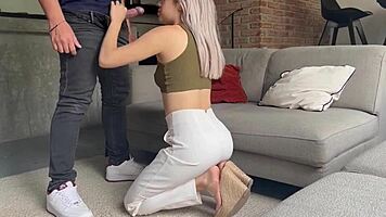 skinny latina flaca deepthroats 18+ cock then rides it pro style with creampie finish